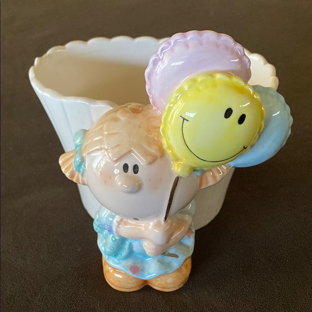 Bumkins Cream and Blue Accent Vases/ Planter